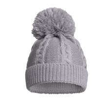 EH800-G: Grey Eco Cable Knit Hat w/Pom Pom (0-12M)